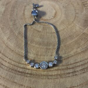 Michael Kors Silver Adjustable Bracelet with Crystal Accents